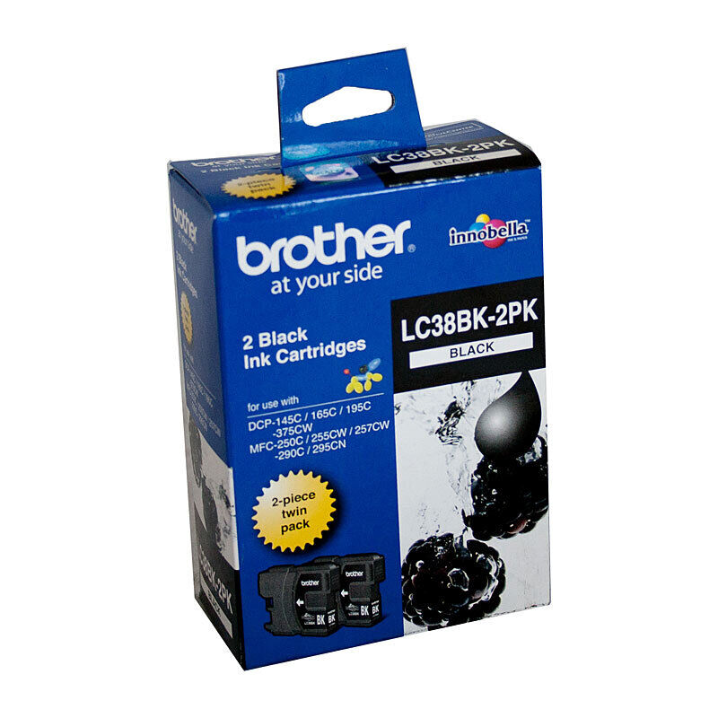 Genuine Brother LC38 Black Twin Pack