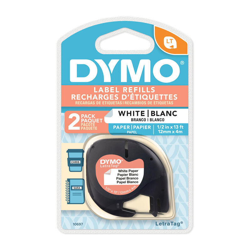 Genuine Dymo LT Paper 12mm x 4m Wh 2Pack