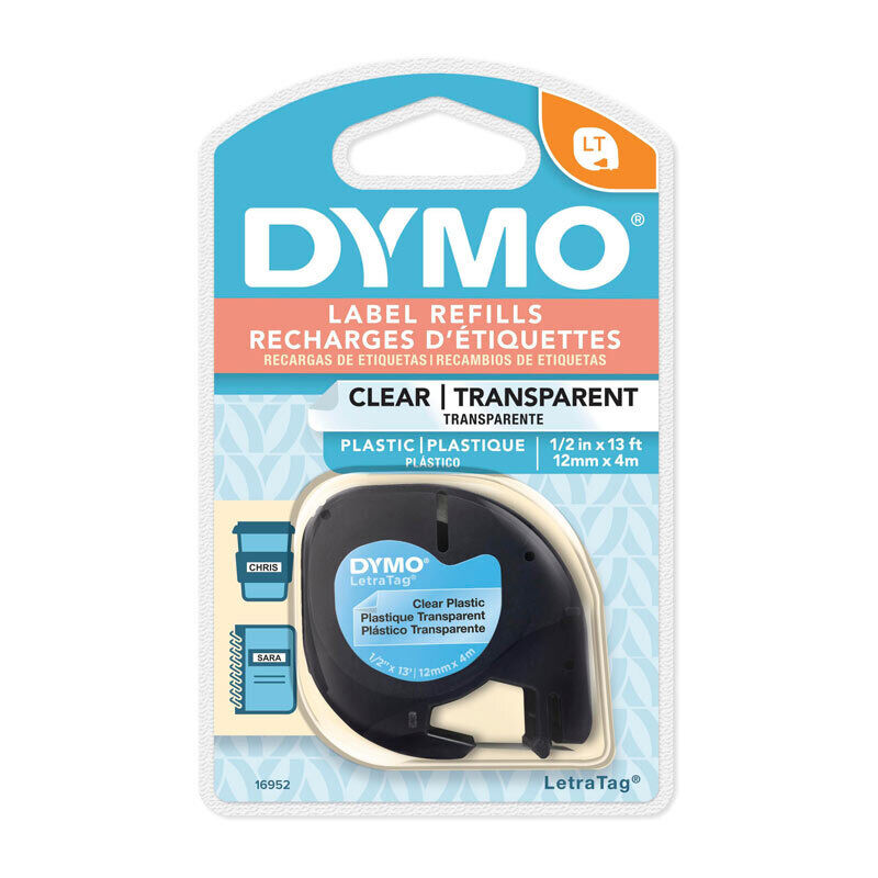 Genuine Dymo LT Plastic 12mm x 4m Clr