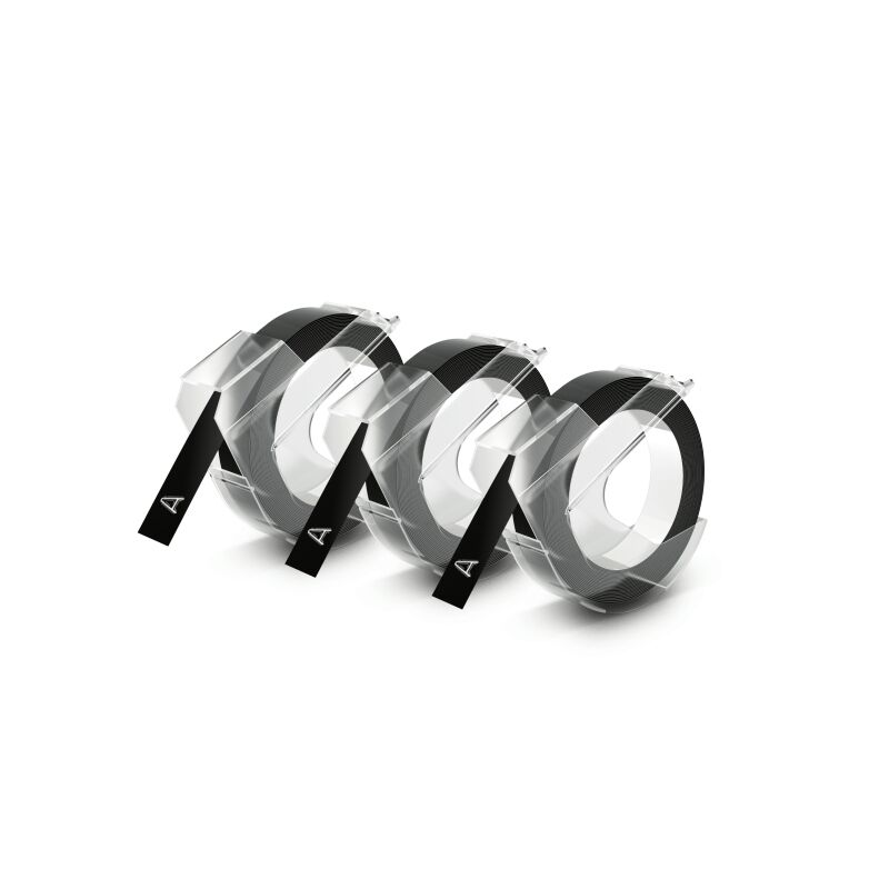 Genuine Dymo Emb Tape 3Pack Black 9mm x 3m