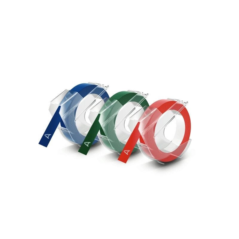 Genuine Dymo Emb Tape 9mmX3m Asst Pack3