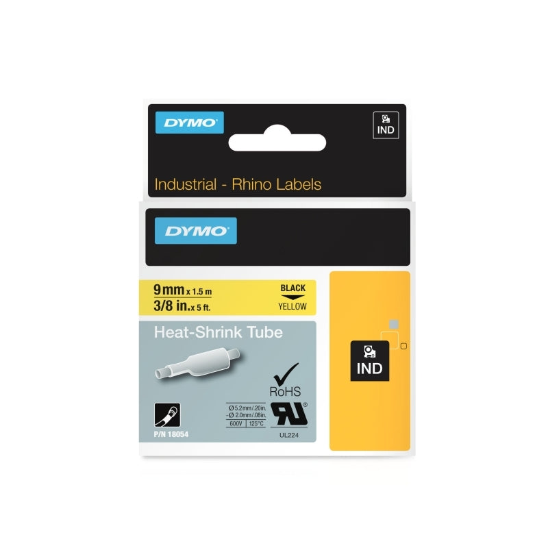 Genuine Dymo Rhino H/S Lbl 9mm Yellow