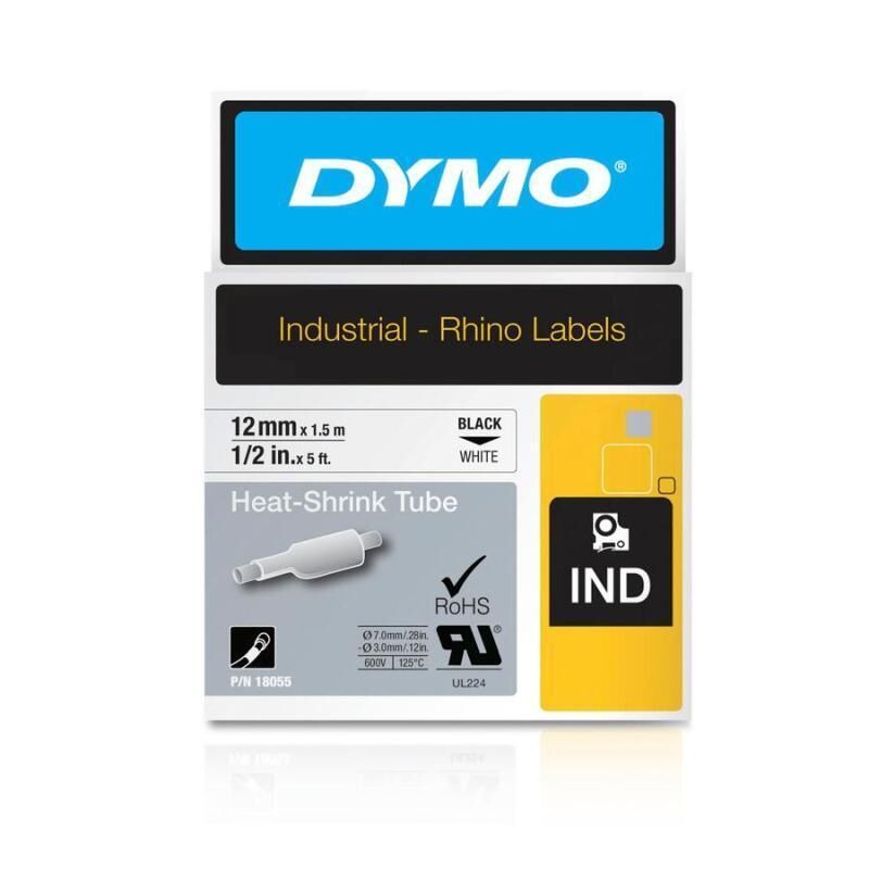 Genuine Dymo Rhno Tube Ht Shrk 12mm Wh