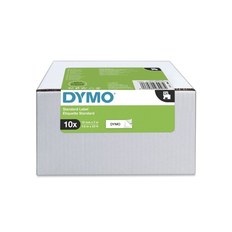 Genuine Dymo D1 Bk/Whi 12Mmx7M Pack10