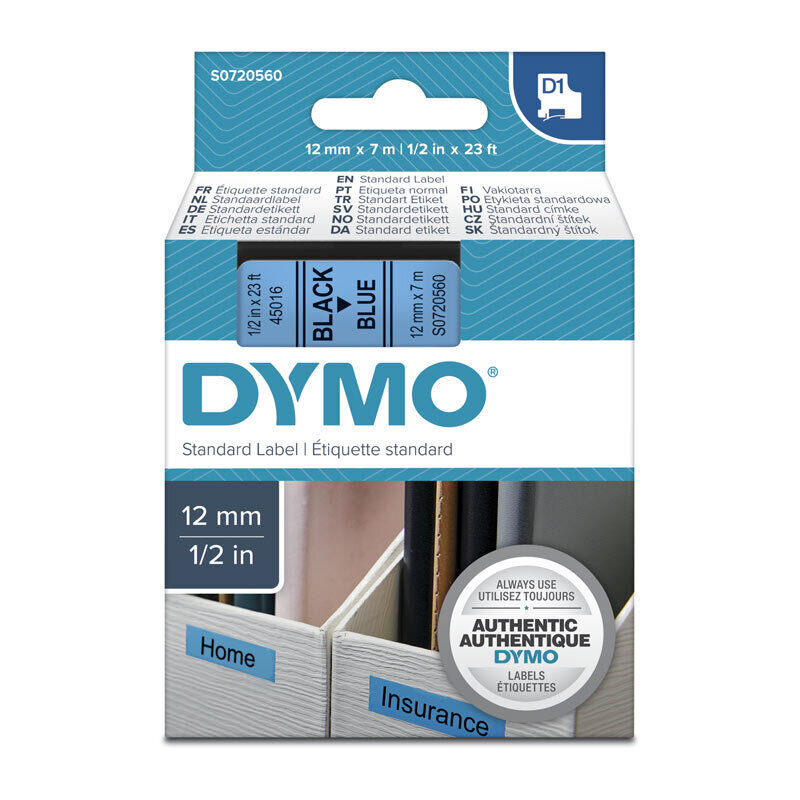 Genuine D1 Black on Blue 12mmx7m Tape