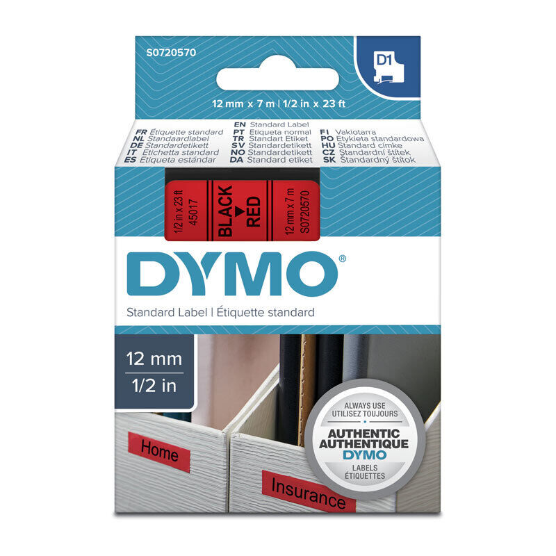 Genuine D1 Black on Red 12mmx7m Tape