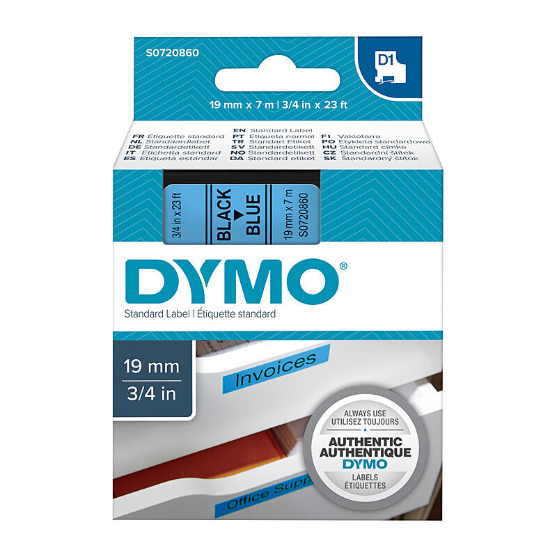 Genuine D1 Black on Blue 19mmx7m Tape