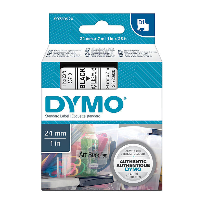 Genuine D1 Black on Clr 24mmx7m Tape