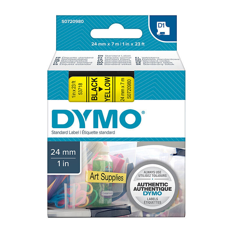Genuine D1 Black on Yell 24mmx7m Tape