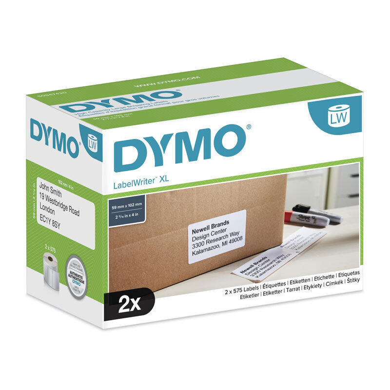 Genuine Dymo LW 59mm x 102mm White x2