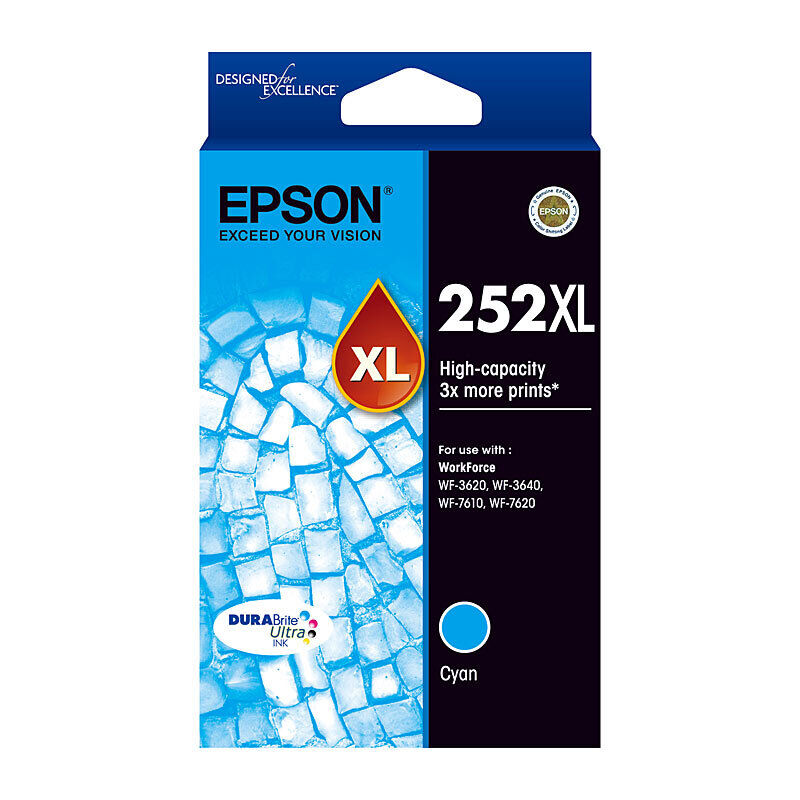 Genuine Epson 252XL Cyan Ink Cartridge