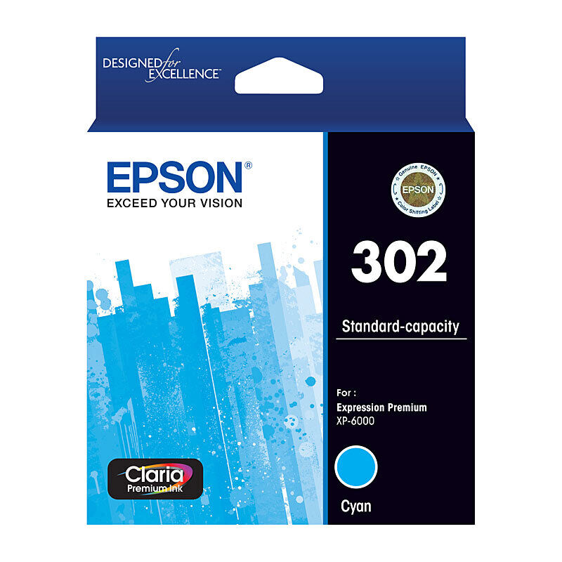 Genuine Epson 302 Cyan Ink Cartridge