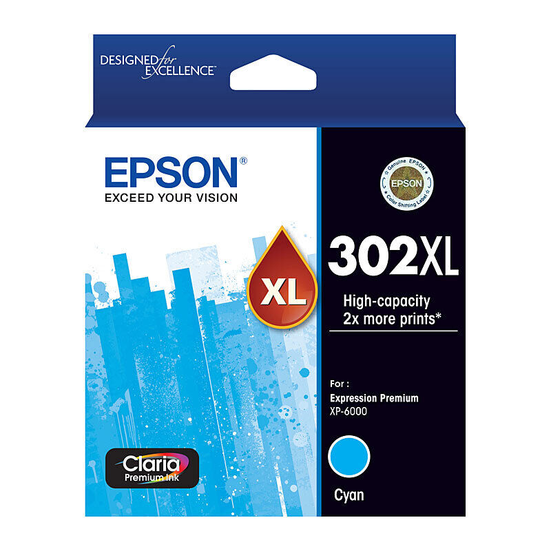 Genuine Epson 302XL Cyan Ink Cartridge