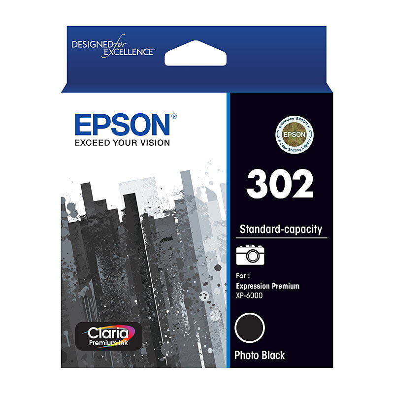 Genuine Epson 302 Photo Black Ink Cartridge