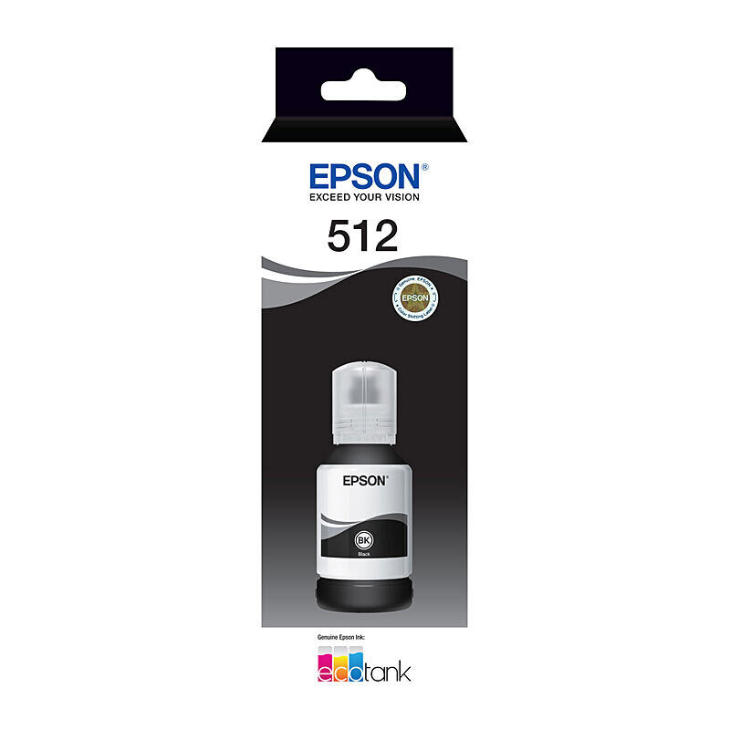 Genuine Epson T512 Black EcoTank Bottle