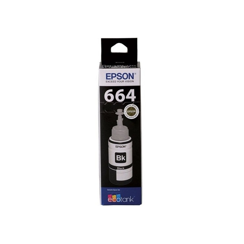 Genuine Epson T664 Black EcoTank Bottle