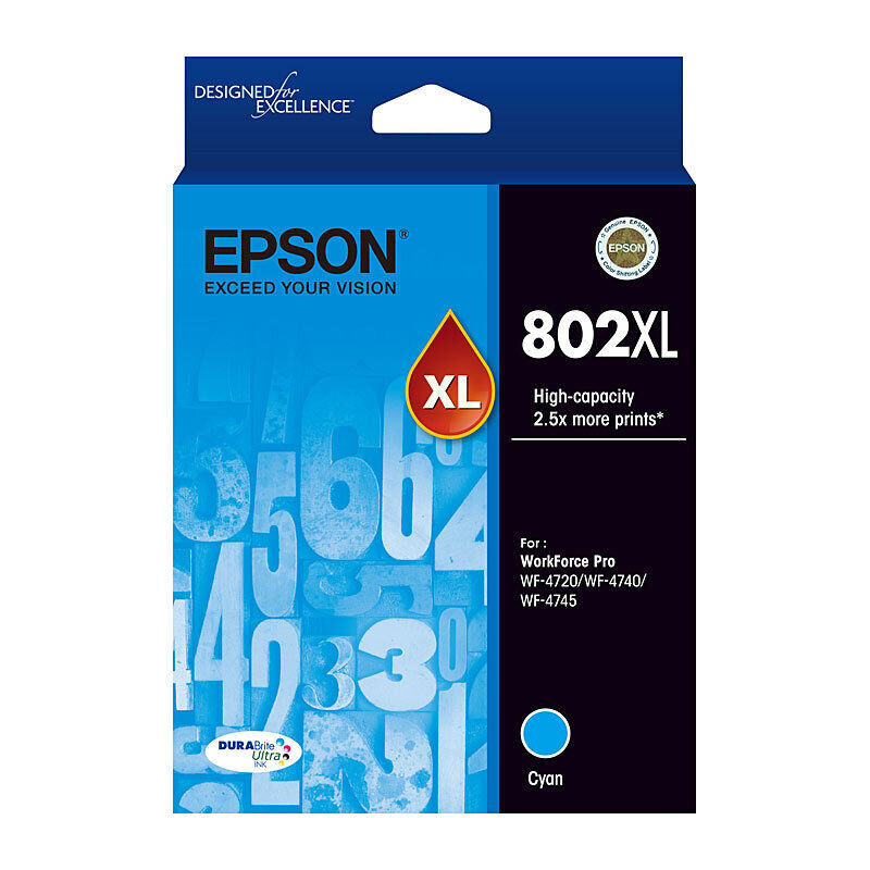 Genuine Epson 802XL Cyan Ink Cartridge