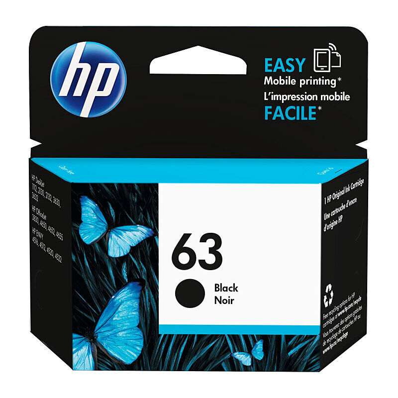 Genuine HP #63 Black Ink F6U62AA