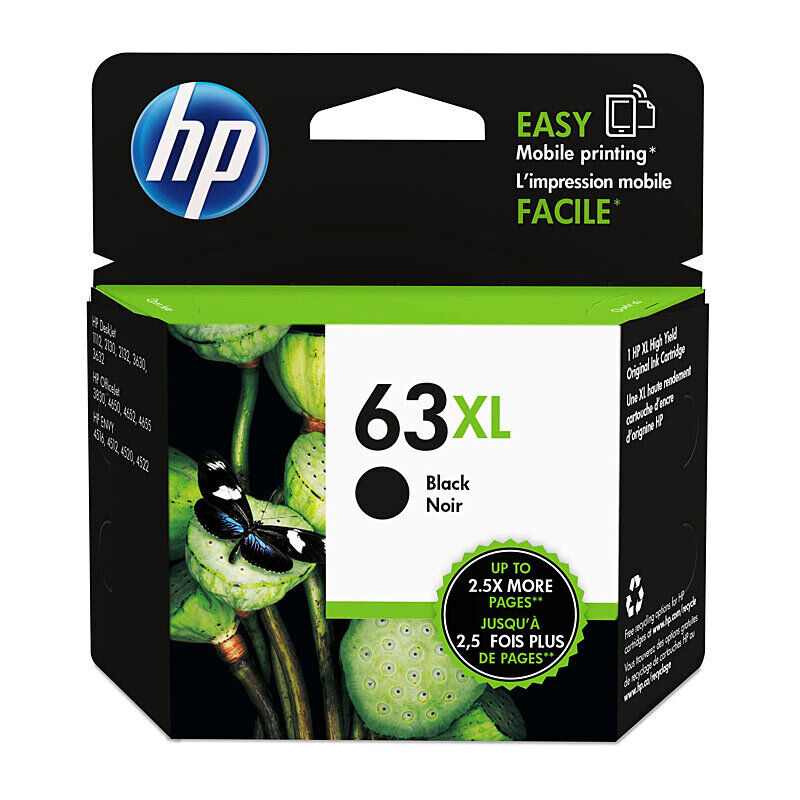 Genuine HP #63XL Black Ink F6U64AA
