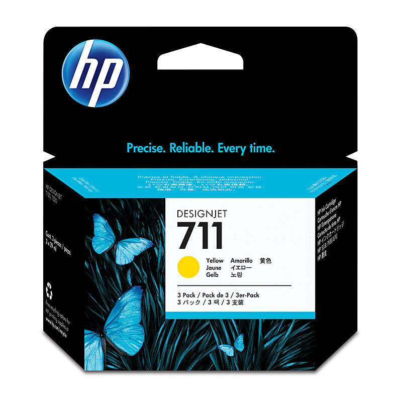 Genuine HP #711 29ml Yell 3 Pack CZ136A