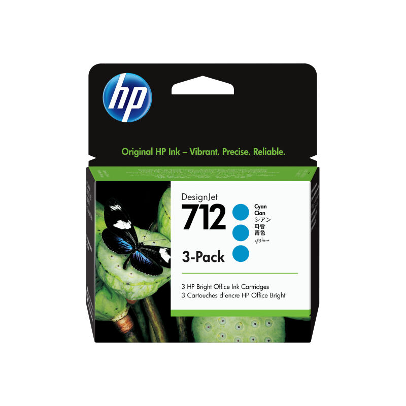 Genuine HP #712 29ml Cyan 3 Pack 3ED77A